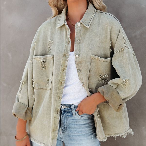 womens jackets summer casual women denim jacket turn down collar long sleeve pockets vintage tassels coat loose female outwear 230821, Black;brown
womens jackets summer casual women denim jacket turn down collar long sleeve pockets vintage tassels coat loose female outwear 230821, Black;brown