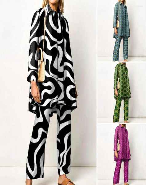 women039s two piece pants 2pcsset contrast colors print lapel women shirt set long sleeves wave pattern wide leg lady outfit f8128903, White
women039s two piece pants 2pcsset contrast colors print lapel women shirt set long sleeves wave pattern wide leg lady outfit f8128903, White