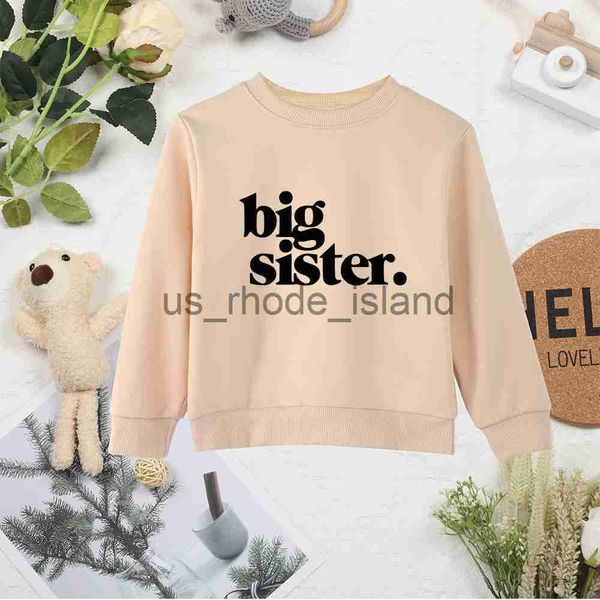 hoodies sweatshirts big sister print letters minimalist khaki kids sweatshirts y2k comfy baby girls hoodless sweaters clothing x0822, Black