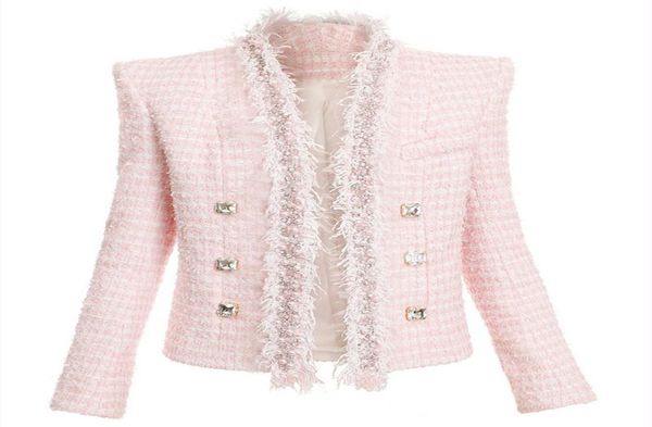 2021 fall autumn long sleeve v neck pink solid color tweed beaded rhine buckles double-breasted blazers elegant outwear coats 21o13202398659, White;black
2021 fall autumn long sleeve v neck pink solid color tweed beaded rhine buckles double-breasted blazers elegant outwear coats 21o13202398659, White;black