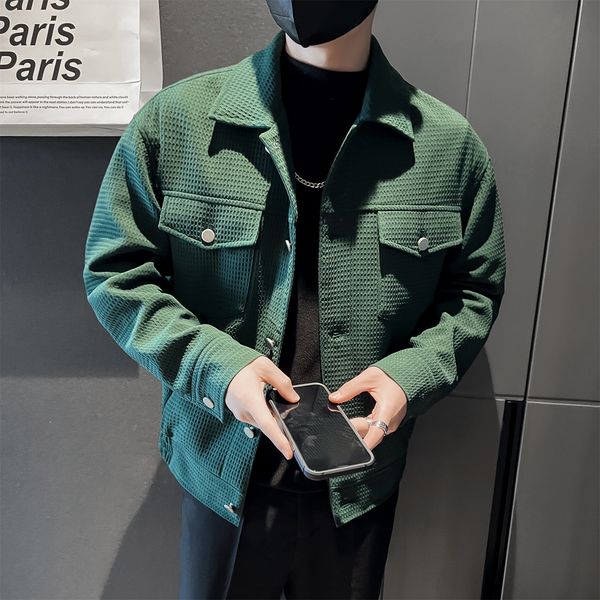 men s jackets men fall winter waffle jackets male slim fit lapel fashion loose coats man business casual jacket streetwear 230822, Black;brown
men s jackets men fall winter waffle jackets male slim fit lapel fashion loose coats man business casual jacket streetwear 230822, Black;brown
