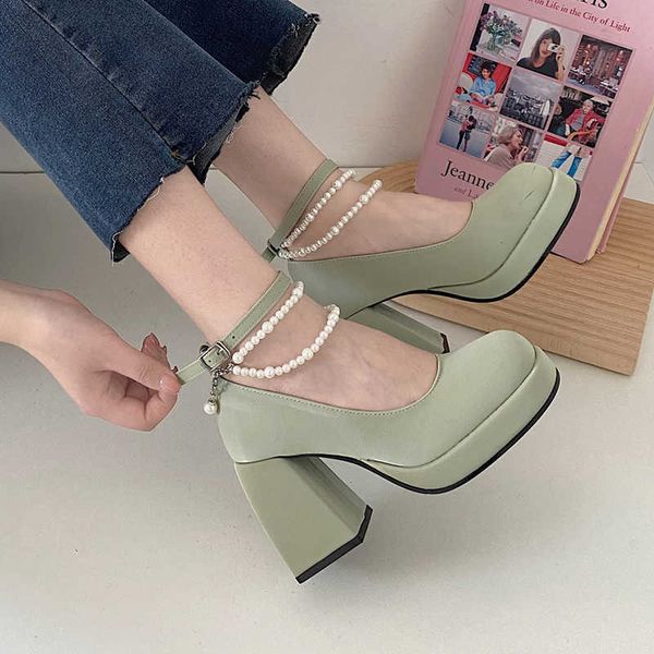 vintage high heels mary jane shoes for women patent leather platform pumps woman pearls chain thick-heeled shoes female 230807, Black
vintage high heels mary jane shoes for women patent leather platform pumps woman pearls chain thick-heeled shoes female 230807, Black