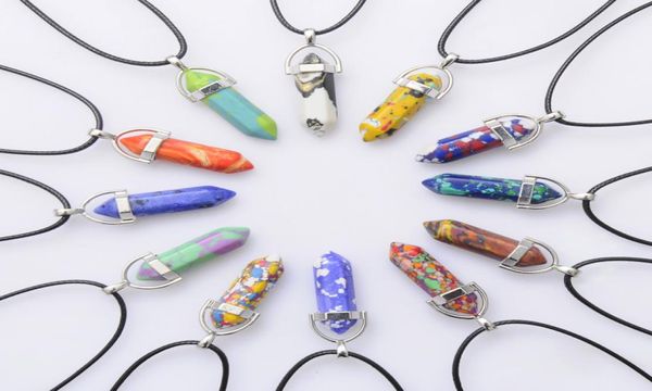 luxury natural quartz stone necklaces crystal hexagonal prism bullet point pendant with leather rope chains for women men fashion 1186099, Silver
luxury natural quartz stone necklaces crystal hexagonal prism bullet point pendant with leather rope chains for women men fashion 1186099, Silver