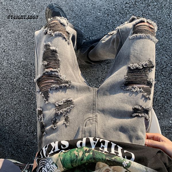 men's jeans autumn men's fashion hole denim pants destroyed ripped design straight jeans for men high street hip hop casual baggy, Blue
men's jeans autumn men's fashion hole denim pants destroyed ripped design straight jeans for men high street hip hop casual baggy, Blue