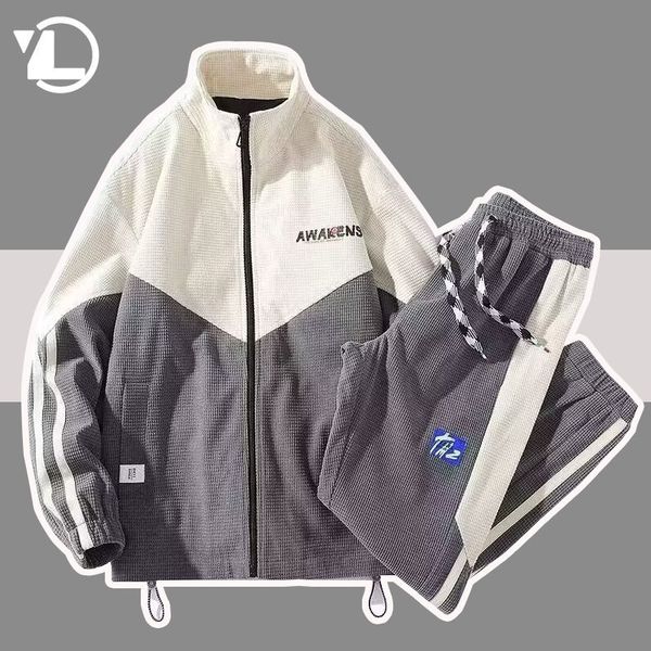 men s tracksuits autumn mens casual jogging tracksuit stand collar patchwork zipper jacket pants drawstring 2 piece set men steet sportswear, Gray
men s tracksuits autumn mens casual jogging tracksuit stand collar patchwork zipper jacket pants drawstring 2 piece set men steet sportswear, Gray