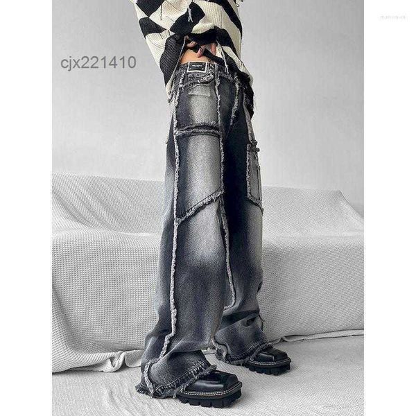 jeans foufurieux pants vintage wash rough edge tube splicing male high street wide leg trousers fashion, Blue
jeans foufurieux pants vintage wash rough edge tube splicing male high street wide leg trousers fashion, Blue