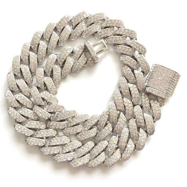 prong setting cuban link chain ice chains two rows 18k gold plating cz stones300y, Silver
prong setting cuban link chain ice chains two rows 18k gold plating cz stones300y, Silver