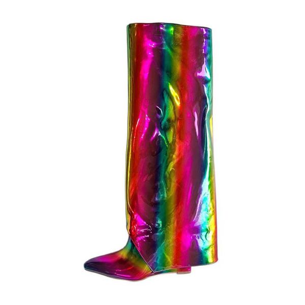 metal leather pointed sloping heel high boots, all-season universal sleeve, flanged heel, illusion style fashion boots 230822, Black
metal leather pointed sloping heel high boots, all-season universal sleeve, flanged heel, illusion style fashion boots 230822, Black