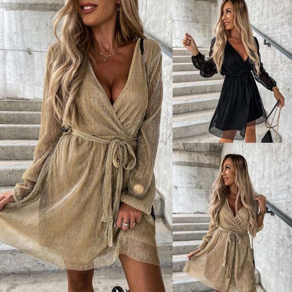 autumn and winter loose pleated dress ins casual womens long sleeved, Black;gray