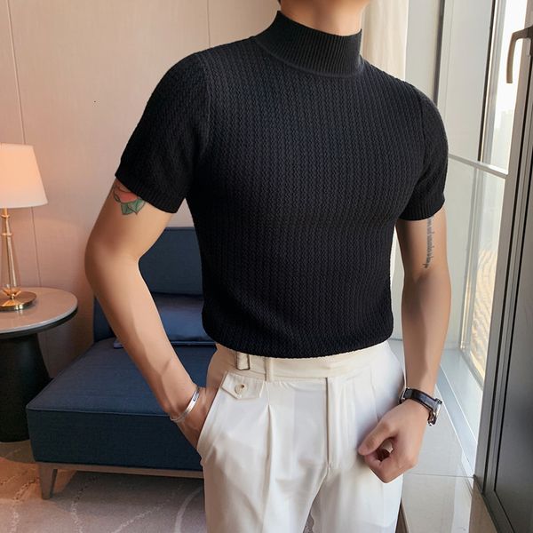 men's sweaters autumn short sleeve knitted sweater men clothing 2023 all match slim fit stretch turtleneck casual pull homme pullovers, White;black
men's sweaters autumn short sleeve knitted sweater men clothing 2023 all match slim fit stretch turtleneck casual pull homme pullovers, White;black