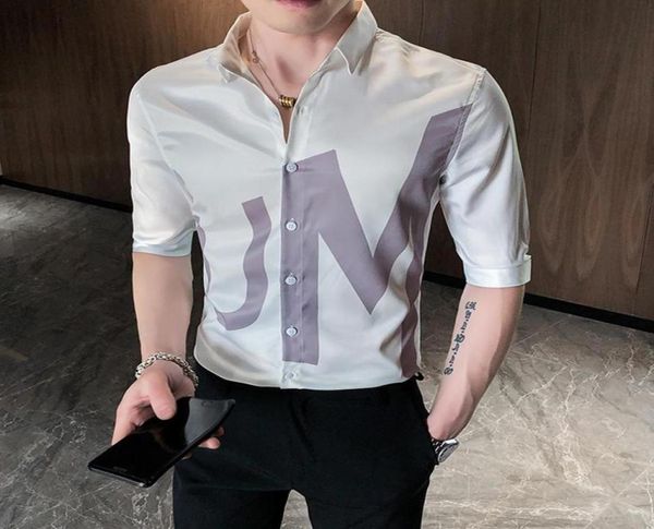 2020 men shirt half sleeve letters printing casual slim fit shirt balck white camisa masculina streetwear social men clothes6854547, White;black
2020 men shirt half sleeve letters printing casual slim fit shirt balck white camisa masculina streetwear social men clothes6854547, White;black