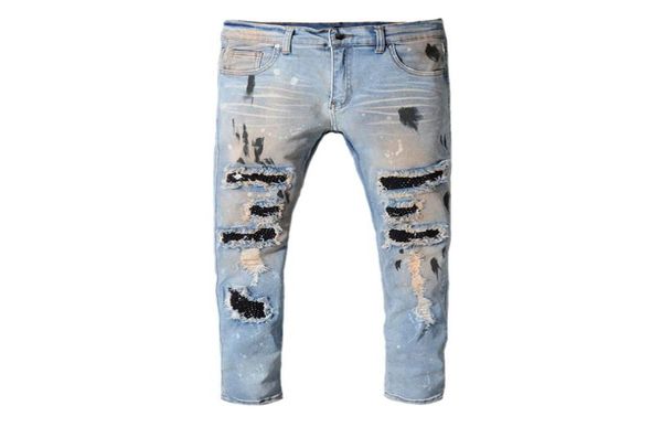 men039s jeans fashion streetwear men retro blue paint destroyed ripped punk pants patchwork designer hip hop homme9184640
men039s jeans fashion streetwear men retro blue paint destroyed ripped punk pants patchwork designer hip hop homme9184640
