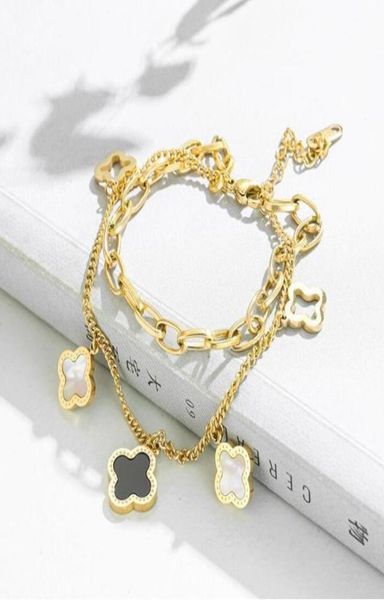 classic design multilayered clover charm bracelet lucky stainless steel four leaf jewelry6124878, Golden;silver
classic design multilayered clover charm bracelet lucky stainless steel four leaf jewelry6124878, Golden;silver