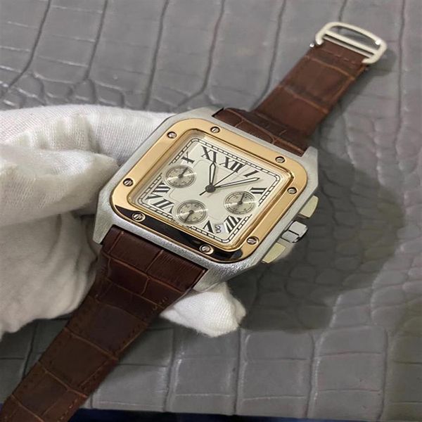 famous designer fashion man women brand watch casual leather strap new dress luxury watches square relojes wristwatch281z, Slivery;brown