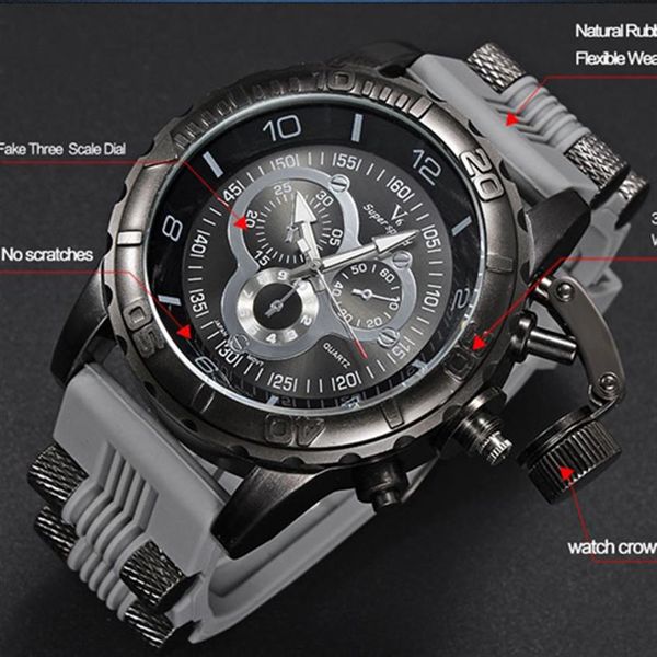 men watch 2023 v6 super speed silicone quartz 3d surface male hour clock analog military big dial sport man watch276w, Slivery;brown
men watch 2023 v6 super speed silicone quartz 3d surface male hour clock analog military big dial sport man watch276w, Slivery;brown
