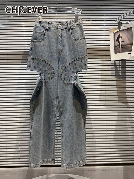 women's jeans chicever hollow out denim pants for women high waist patchwork embroidered flares loose folds hit color straight female 2, Blue
women's jeans chicever hollow out denim pants for women high waist patchwork embroidered flares loose folds hit color straight female 2, Blue