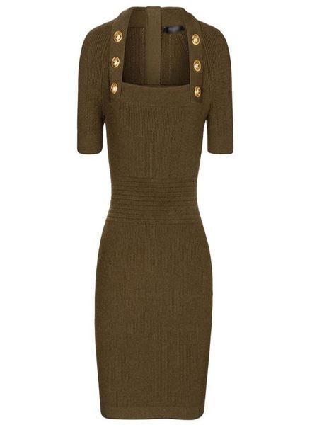 designer women runway dresses square neck short sleeve double breasted sheath slim long knitted milan dress e428172030, Black
designer women runway dresses square neck short sleeve double breasted sheath slim long knitted milan dress e428172030, Black