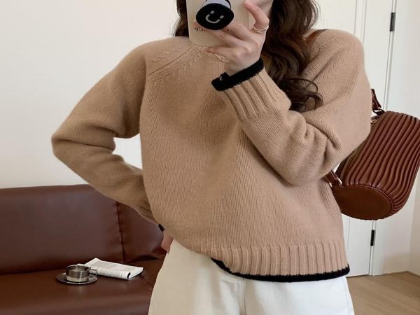 contrast round neck loose pullover bottomed sweater korean sweater women039s wear 22 autumn winter new style long sleeve1445942, White;black
contrast round neck loose pullover bottomed sweater korean sweater women039s wear 22 autumn winter new style long sleeve1445942, White;black