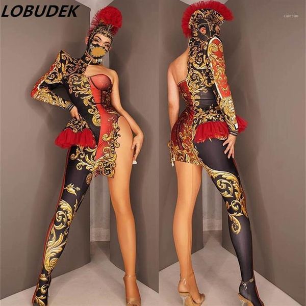 stage wear nightclub women men team dance costume vintage print one shoulder jumpsuit headgear uniform outfit cosplay show we335x, Black;red
stage wear nightclub women men team dance costume vintage print one shoulder jumpsuit headgear uniform outfit cosplay show we335x, Black;red