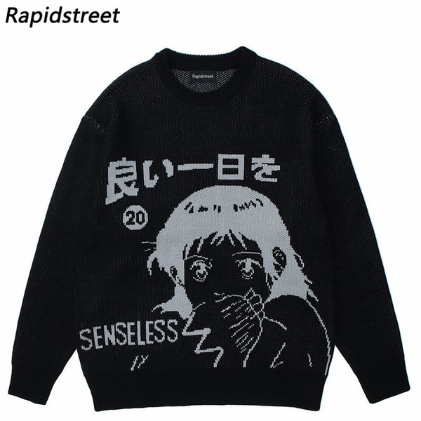 men's sweaters vintage knitted sweater harajuku japanese streetwear y2k grunge cartoon anime sweater jumpers men casual pullover black, White;black
men's sweaters vintage knitted sweater harajuku japanese streetwear y2k grunge cartoon anime sweater jumpers men casual pullover black, White;black