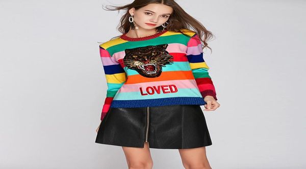 women rainbow pullovers sweaters femme round neck emboridery tiger loved colourful striped long sleeve sweater winter knitted1508217, White;black
women rainbow pullovers sweaters femme round neck emboridery tiger loved colourful striped long sleeve sweater winter knitted1508217, White;black