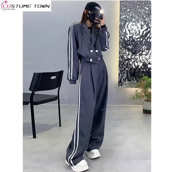 women's two piece pants spring and autumn suit women's fashion casual suit coat high waist slim wide leg pants elegant women', White
women's two piece pants spring and autumn suit women's fashion casual suit coat high waist slim wide leg pants elegant women', White