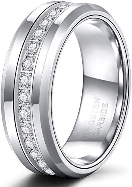 8mm mens tungsten wedding bands with cubic zirconia eternity ring cz inlaid black silver tungsten carbied rings high polish size 7-13, Slivery;golden
8mm mens tungsten wedding bands with cubic zirconia eternity ring cz inlaid black silver tungsten carbied rings high polish size 7-13, Slivery;golden