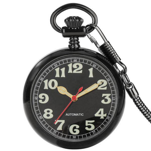vintage style pocket watch automatic mechanical movement luminous arabic number display with pendant chain timepiece, Slivery;golden
vintage style pocket watch automatic mechanical movement luminous arabic number display with pendant chain timepiece, Slivery;golden