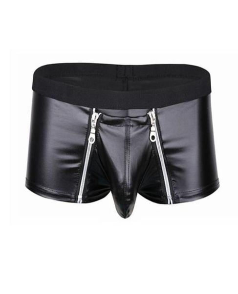 underpants mens lingerie faux leather underwear bulge pouch with double zipper closure boxer briefs low rise male panties6937065, Black;white
underpants mens lingerie faux leather underwear bulge pouch with double zipper closure boxer briefs low rise male panties6937065, Black;white