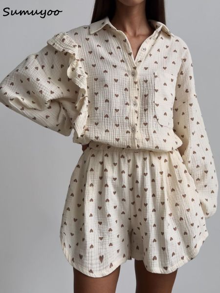 women s two piece pants sumuyoo women heart print 100 cotton shorts suit office lady long sleeve loose shirt 2 set s outfits 230822, White
women s two piece pants sumuyoo women heart print 100 cotton shorts suit office lady long sleeve loose shirt 2 set s outfits 230822, White