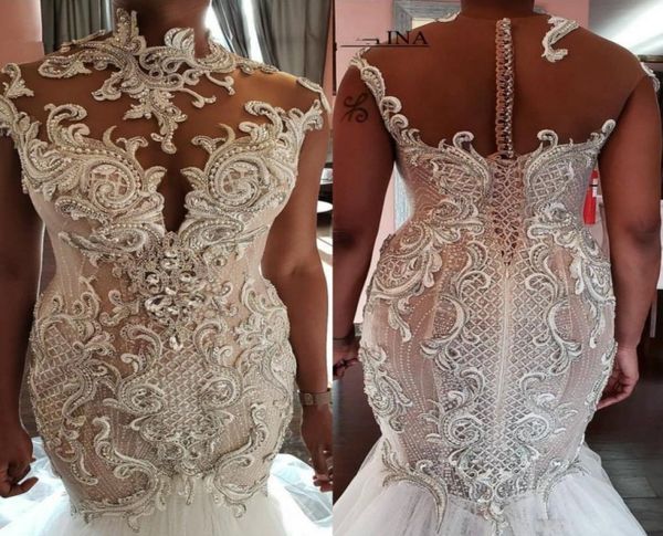 2020 exquisite heavy handwork mermaid wedding dresses beaded crystal high neck bridal gowns vestidos de novia plus size covered bu8261520, White
2020 exquisite heavy handwork mermaid wedding dresses beaded crystal high neck bridal gowns vestidos de novia plus size covered bu8261520, White