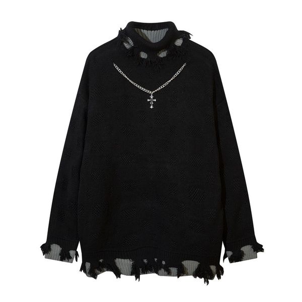 men's sweaters turtleneck necklace designer thick sweaters for women y2k frayed ripped vintage gothic winter fashion aesthetic clothin, White;black
men's sweaters turtleneck necklace designer thick sweaters for women y2k frayed ripped vintage gothic winter fashion aesthetic clothin, White;black