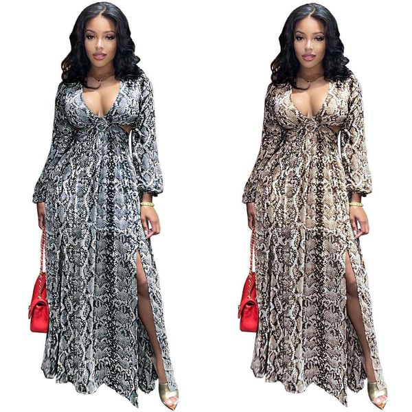 autumn womens fashionable hollowed out elegant beach dress python pattern split long, Black;gray
autumn womens fashionable hollowed out elegant beach dress python pattern split long, Black;gray