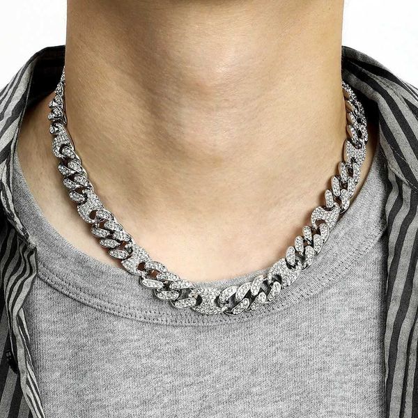 designer trend hip hop necklace ins style double row full rhinestone punk cuban necklace, Silver
designer trend hip hop necklace ins style double row full rhinestone punk cuban necklace, Silver