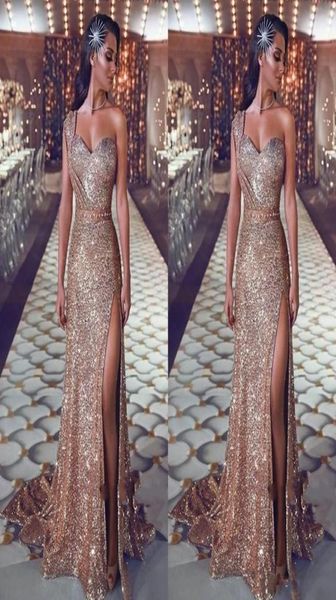 2020 sparkly rose gold sequined prom dresses one shoulder sheath side split sweep train plus size formal evening gowns pagean9025052, Black
2020 sparkly rose gold sequined prom dresses one shoulder sheath side split sweep train plus size formal evening gowns pagean9025052, Black
