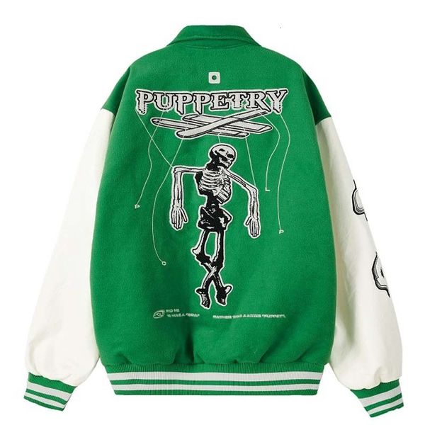 men s jackets skull embroidered pu leather panel sleeves varsity jacket men women american campus contrasting colors loose bomber lapel coat, Black;brown
men s jackets skull embroidered pu leather panel sleeves varsity jacket men women american campus contrasting colors loose bomber lapel coat, Black;brown