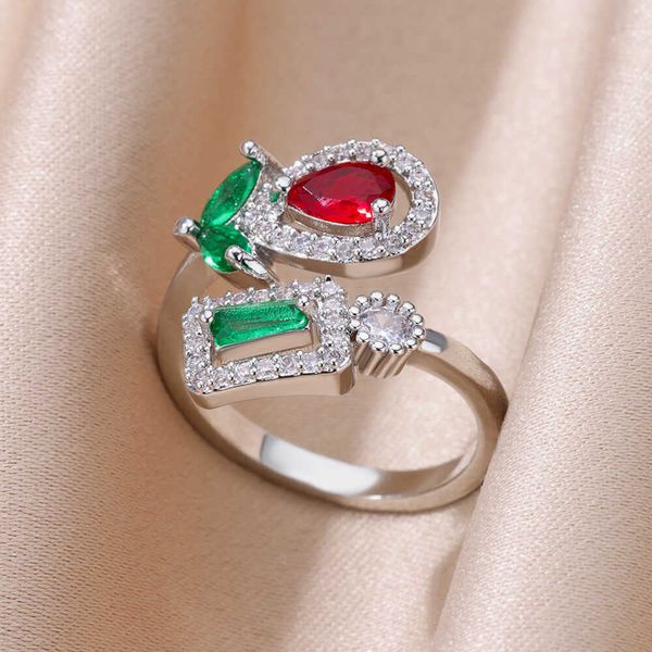 band rings green zircon flower leaf rings for women geometric stainless steel ring luxury couple wedding jewelry gift r230822, Silver
band rings green zircon flower leaf rings for women geometric stainless steel ring luxury couple wedding jewelry gift r230822, Silver