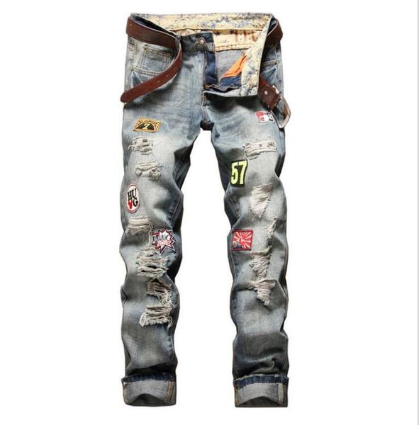 mens fashion designer ripped jeans retro blue badge washed biker denim pants hip hop distressed trousers jb7777688341
mens fashion designer ripped jeans retro blue badge washed biker denim pants hip hop distressed trousers jb7777688341