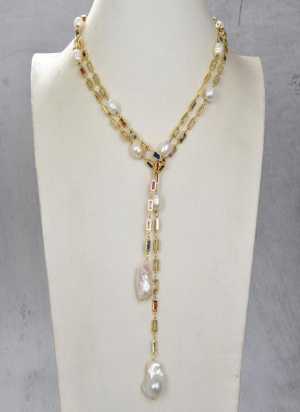guaiguai jewelry cultured white keshi pearl rectanle cz pave chain necklace 50quot long necklace handmade for women real gems st8447387, Silver
guaiguai jewelry cultured white keshi pearl rectanle cz pave chain necklace 50quot long necklace handmade for women real gems st8447387, Silver