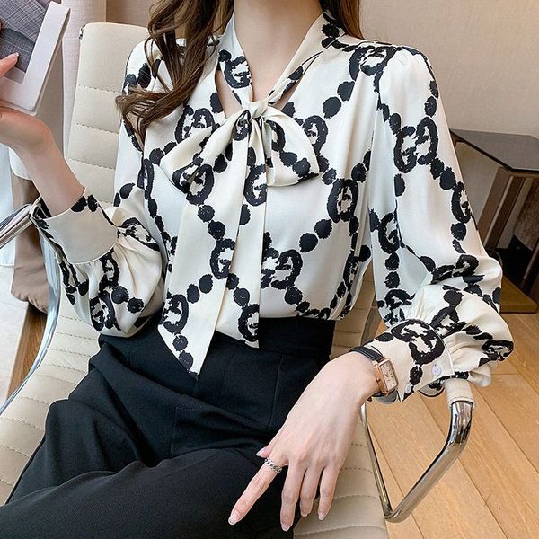lace-up bow letter print women shirt lantern long sleeve chiffon blouse v-neck french button versatile base layer loose casual blouses, White
lace-up bow letter print women shirt lantern long sleeve chiffon blouse v-neck french button versatile base layer loose casual blouses, White