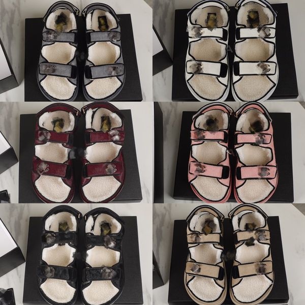 women's shearling fur dad sandals buckle strap sherpa wool slides loafer shoes luxury chain gold mule slippers crystal calf platform wi, Black
women's shearling fur dad sandals buckle strap sherpa wool slides loafer shoes luxury chain gold mule slippers crystal calf platform wi, Black