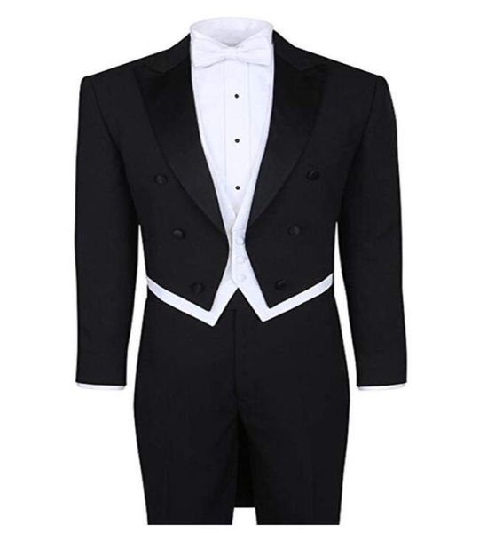 black white tailcoat wedding suit peak lapel 4 pieces jacketpantsvestbow tie men suits for evening party homecoming prom tuxe6100565, Black;gray
black white tailcoat wedding suit peak lapel 4 pieces jacketpantsvestbow tie men suits for evening party homecoming prom tuxe6100565, Black;gray