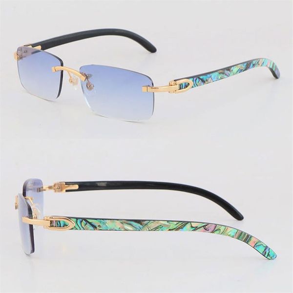 new original seashell inside black buffalo horn sunglasses for women 3524012 fashion style metal rimless vertical stripes male fem292a, White;black
new original seashell inside black buffalo horn sunglasses for women 3524012 fashion style metal rimless vertical stripes male fem292a, White;black