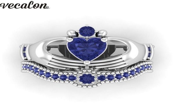 vecalon lovers blue birthstone claddagh ring 5a zircon cz white gold filled engagement wedding band ring set for women men gift5093850, Slivery;golden
vecalon lovers blue birthstone claddagh ring 5a zircon cz white gold filled engagement wedding band ring set for women men gift5093850, Slivery;golden