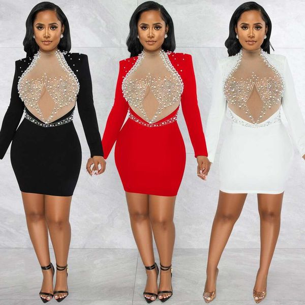 fashion nightclub drilling mesh perspective bubble beads back long sleeve dress for women, Black;gray
fashion nightclub drilling mesh perspective bubble beads back long sleeve dress for women, Black;gray
