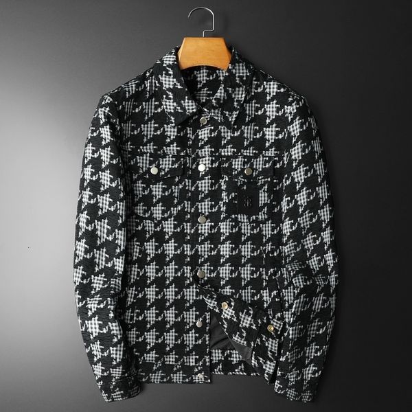 men's jackets 2023 fall houndstooth buttons decorative jacket trend slim lapel long sleeve men casual coat 230821, Black;brown
men's jackets 2023 fall houndstooth buttons decorative jacket trend slim lapel long sleeve men casual coat 230821, Black;brown