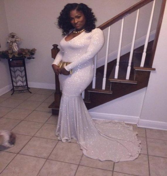 sparkly sequined white mermaid prom dresses 2018 new long sleeve v neck sweep strain formal evening dress party gowns custom made 1215286, Black
sparkly sequined white mermaid prom dresses 2018 new long sleeve v neck sweep strain formal evening dress party gowns custom made 1215286, Black