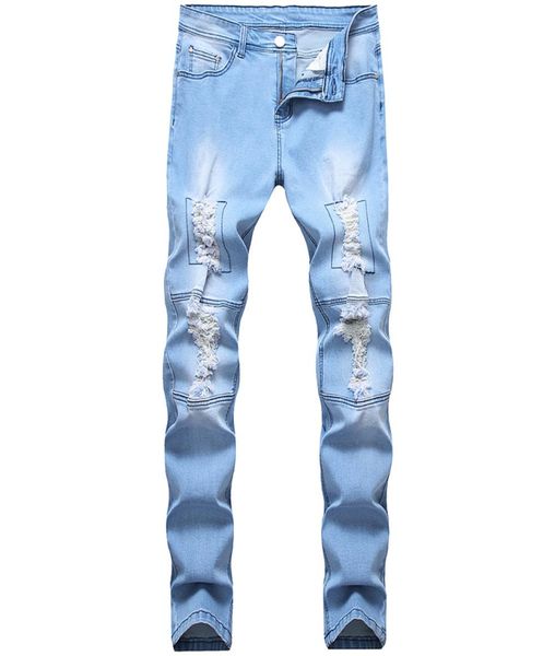 men039s jeans men tide ripped trend pants long stretch slim hole destroyed light blue large size casual male1544734
men039s jeans men tide ripped trend pants long stretch slim hole destroyed light blue large size casual male1544734