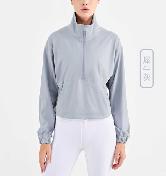 thickened sportswear jacket yoga outfits women039s half zipper long sleeve loose pocket outdoor running fitness coat9943508, White;red
thickened sportswear jacket yoga outfits women039s half zipper long sleeve loose pocket outdoor running fitness coat9943508, White;red