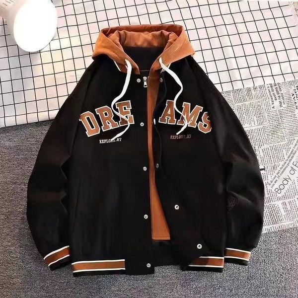 men's jackets fashion hooded fake two pieces baseball uniform men autumn winter jacket patchwork striped printed letter oversized 4xl 2, Black;brown
men's jackets fashion hooded fake two pieces baseball uniform men autumn winter jacket patchwork striped printed letter oversized 4xl 2, Black;brown